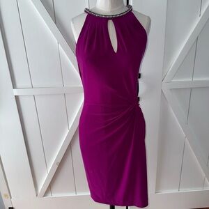 Cache Magenta Backless Dress with Keyhole Neckline